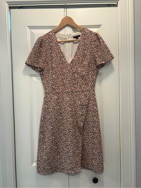 J. Crew Factory Pink Floral V-Neck Short Sleeve Mini Dress